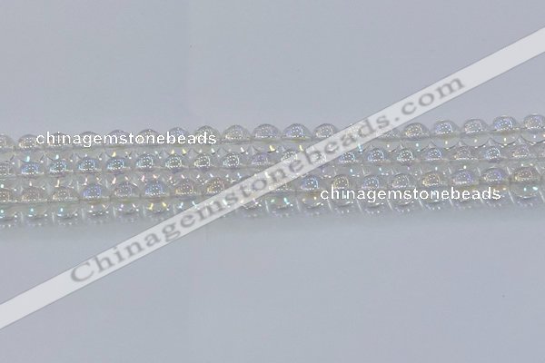 CNC571 15.5 inches 8mm round plated natural white crystal beads