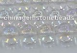 CNC572 15.5 inches 10mm round plated natural white crystal beads