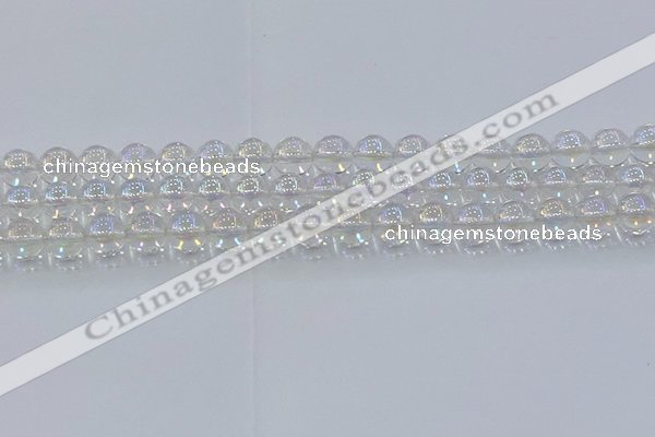 CNC572 15.5 inches 10mm round plated natural white crystal beads