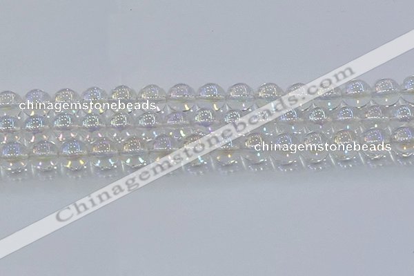 CNC573 15.5 inches 12mm round plated natural white crystal beads