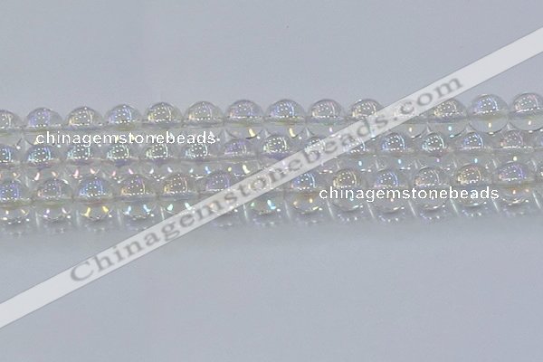 CNC574 15.5 inches 14mm round plated natural white crystal beads