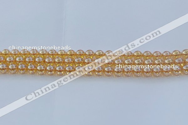 CNC576 15.5 inches 6mm round plated natural white crystal beads