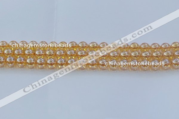 CNC577 15.5 inches 8mm round plated natural white crystal beads