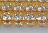 CNC578 15.5 inches 10mm round plated natural white crystal beads