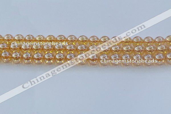 CNC578 15.5 inches 10mm round plated natural white crystal beads