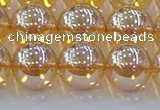 CNC580 15.5 inches 14mm round plated natural white crystal beads