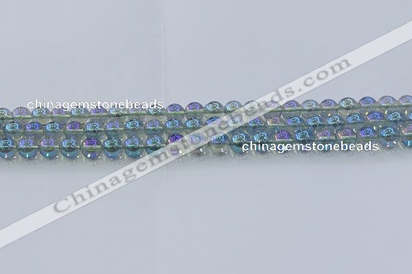 CNC582 15.5 inches 6mm round plated natural white crystal beads