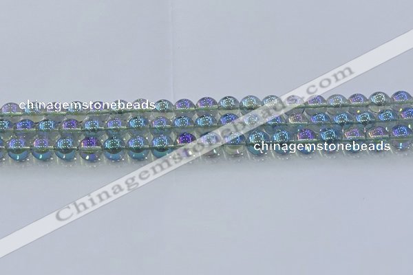 CNC583 15.5 inches 8mm round plated natural white crystal beads