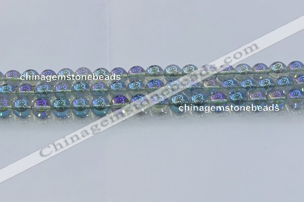 CNC584 15.5 inches 10mm round plated natural white crystal beads