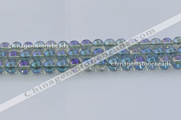 CNC585 15.5 inches 12mm round plated natural white crystal beads