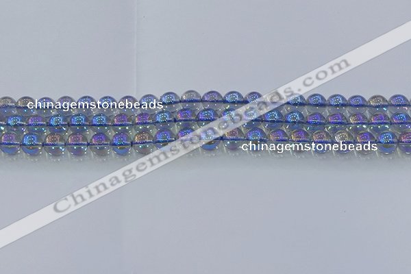 CNC588 15.5 inches 6mm round plated natural white crystal beads