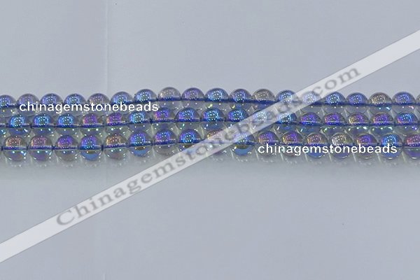 CNC589 15.5 inches 8mm round plated natural white crystal beads