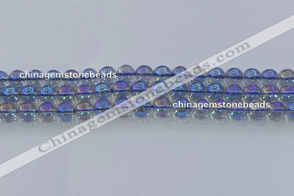 CNC590 15.5 inches 10mm round plated natural white crystal beads