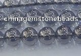 CNC594 15.5 inches 6mm round plated natural white crystal beads