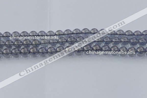 CNC595 15.5 inches 8mm round plated natural white crystal beads