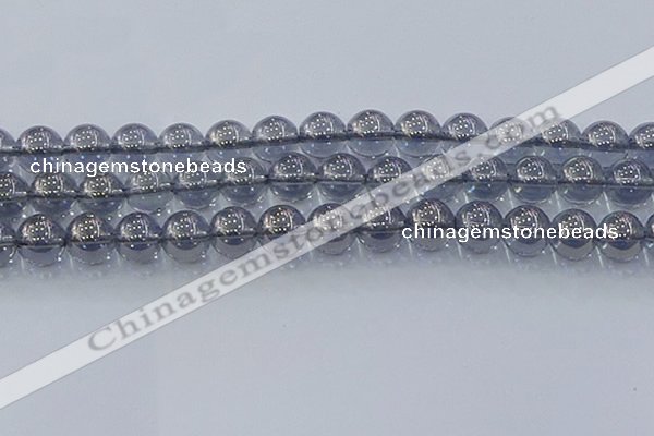 CNC598 15.5 inches 14mm round plated natural white crystal beads