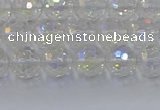CNC600 15.5 inches 4mm faceted round plated natural white crystal beads