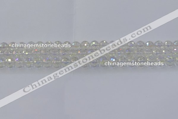 CNC600 15.5 inches 4mm faceted round plated natural white crystal beads