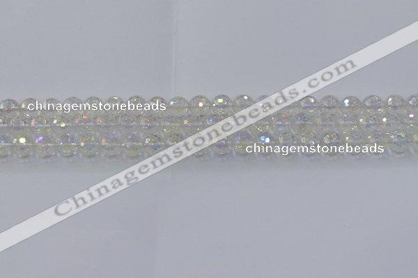 CNC601 15.5 inches 6mm faceted round plated natural white crystal beads