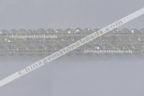 CNC603 15.5 inches 10mm faceted round plated natural white crystal beads