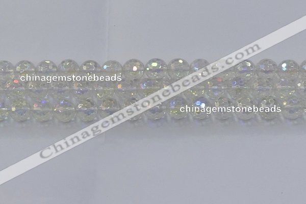 CNC604 15.5 inches 12mm faceted round plated natural white crystal beads