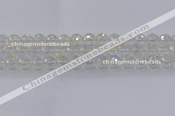 CNC604 15.5 inches 12mm faceted round plated natural white crystal beads