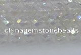 CNC607 15.5 inches 4mm faceted round plated natural white crystal beads