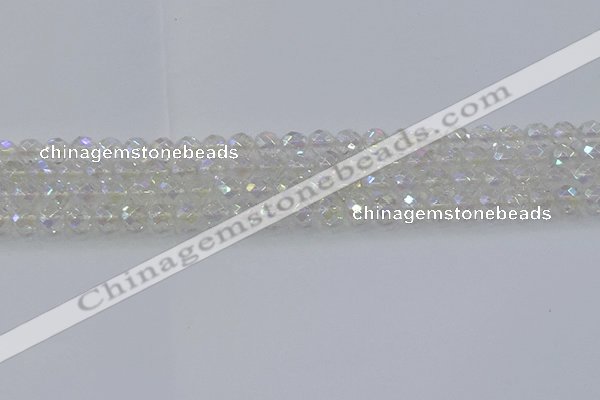 CNC607 15.5 inches 4mm faceted round plated natural white crystal beads