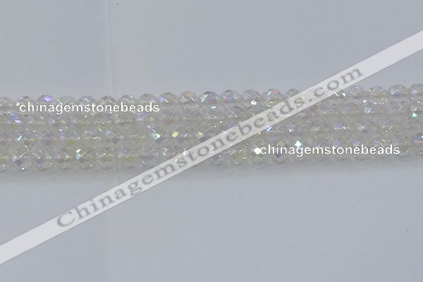 CNC609 15.5 inches 8mm faceted round plated natural white crystal beads