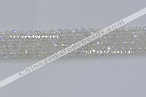 CNC610 15.5 inches 10mm faceted round plated natural white crystal beads