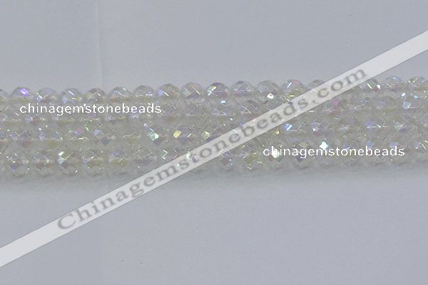 CNC611 15.5 inches 12mm faceted round plated natural white crystal beads