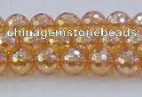 CNC614 15.5 inches 6mm faceted round plated natural white crystal beads