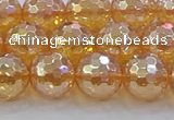 CNC617 15.5 inches 12mm faceted round plated natural white crystal beads