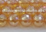 CNC617 15.5 inches 12mm faceted round plated natural white crystal beads