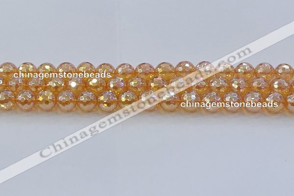 CNC617 15.5 inches 12mm faceted round plated natural white crystal beads