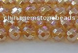 CNC620 15.5 inches 6mm faceted round plated natural white crystal beads