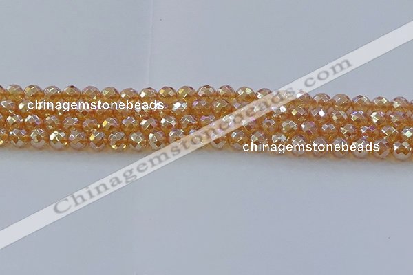 CNC620 15.5 inches 6mm faceted round plated natural white crystal beads