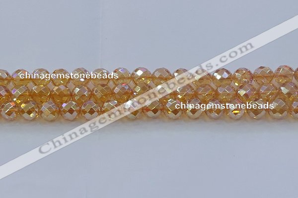 CNC622 15.5 inches 10mm faceted round plated natural white crystal beads