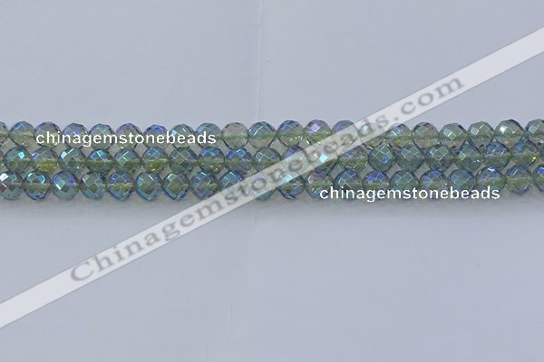 CNC626 15.5 inches 4mm faceted round plated natural white crystal beads