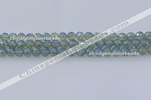 CNC628 15.5 inches 8mm faceted round plated natural white crystal beads