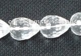 CNC63 15*20mm faceted teardrop grade A natural white crystal beads