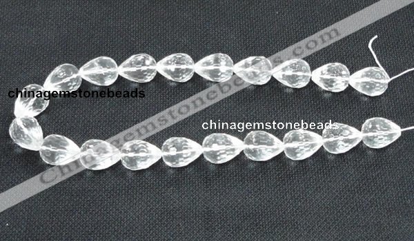 CNC63 15*20mm faceted teardrop grade A natural white crystal beads