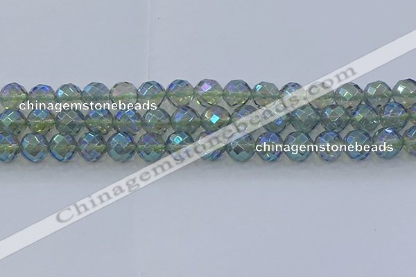 CNC630 15.5 inches 12mm faceted round plated natural white crystal beads