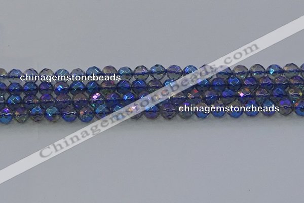 CNC633 15.5 inches 6mm faceted round plated natural white crystal beads