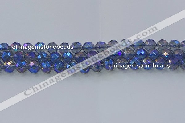 CNC635 15.5 inches 10mm faceted round plated natural white crystal beads