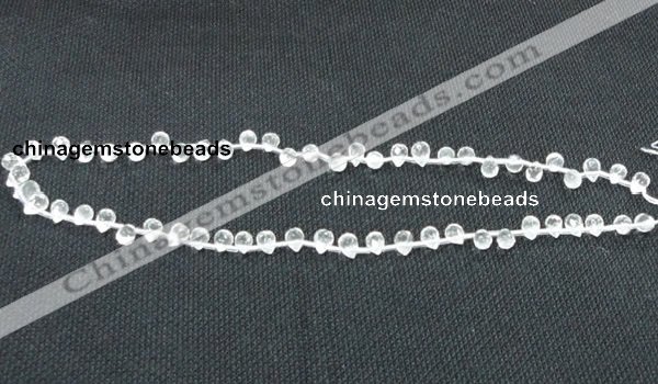 CNC64 5*7mm faceted teardrop grade A natural white crystal beads