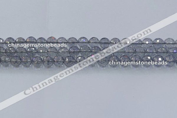 CNC640 15.5 inches 8mm faceted round plated natural white crystal beads