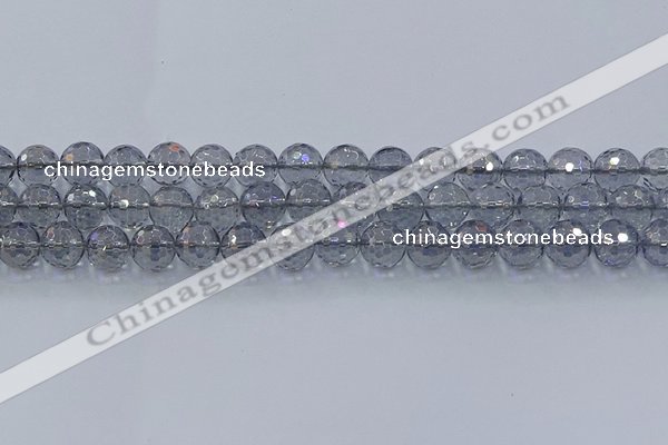 CNC641 15.5 inches 10mm faceted round plated natural white crystal beads