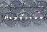 CNC642 15.5 inches 12mm faceted round plated natural white crystal beads