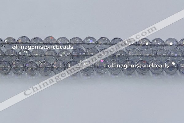 CNC642 15.5 inches 12mm faceted round plated natural white crystal beads